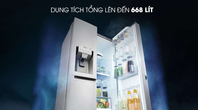 Dung tích tổng 601 lít - Tủ lạnh LG Inverter 601 lít GR-D247JS