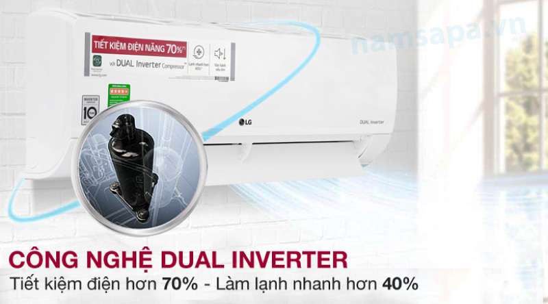 Công nghệ Dual Inverter - Máy lạnh LG Inverter 1.5HP V10ENS