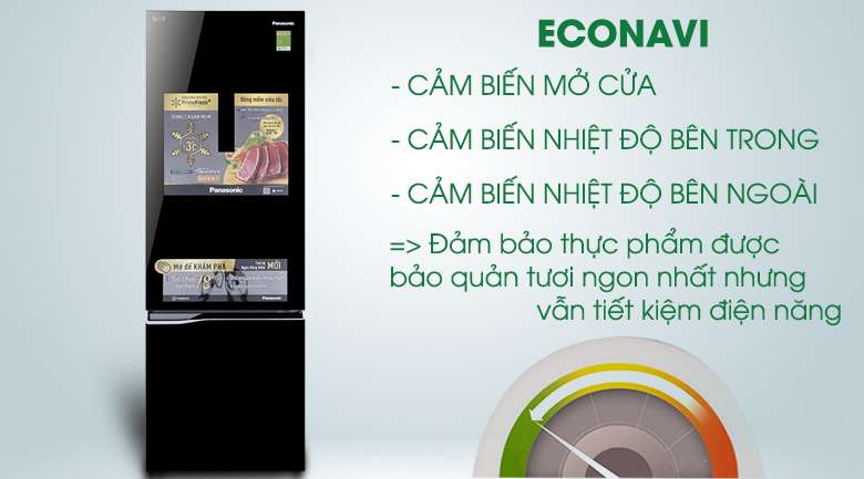 Công nghệ Econavi cho khả năng tiết kiệm điện vượt trội - Tủ lạnh Panasonic Inverter 322 lít NR-BC369QKV2