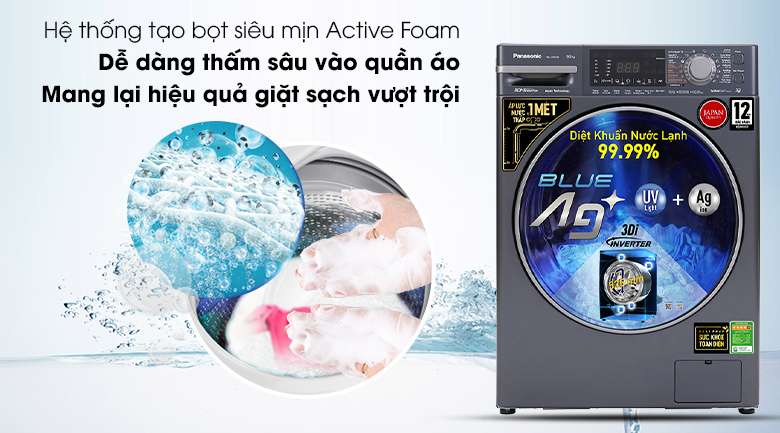 Máy giặt Panasonic Inverter 9.5 Kg NA-V95FX2BVT - Hệ thống tạo bọt siêu mịn 