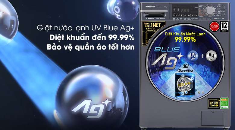 Máy giặt Panasonic Inverter 9.5 Kg NA-V95FX2BVT - Giặt nước lạnh UV Blue Ag+
