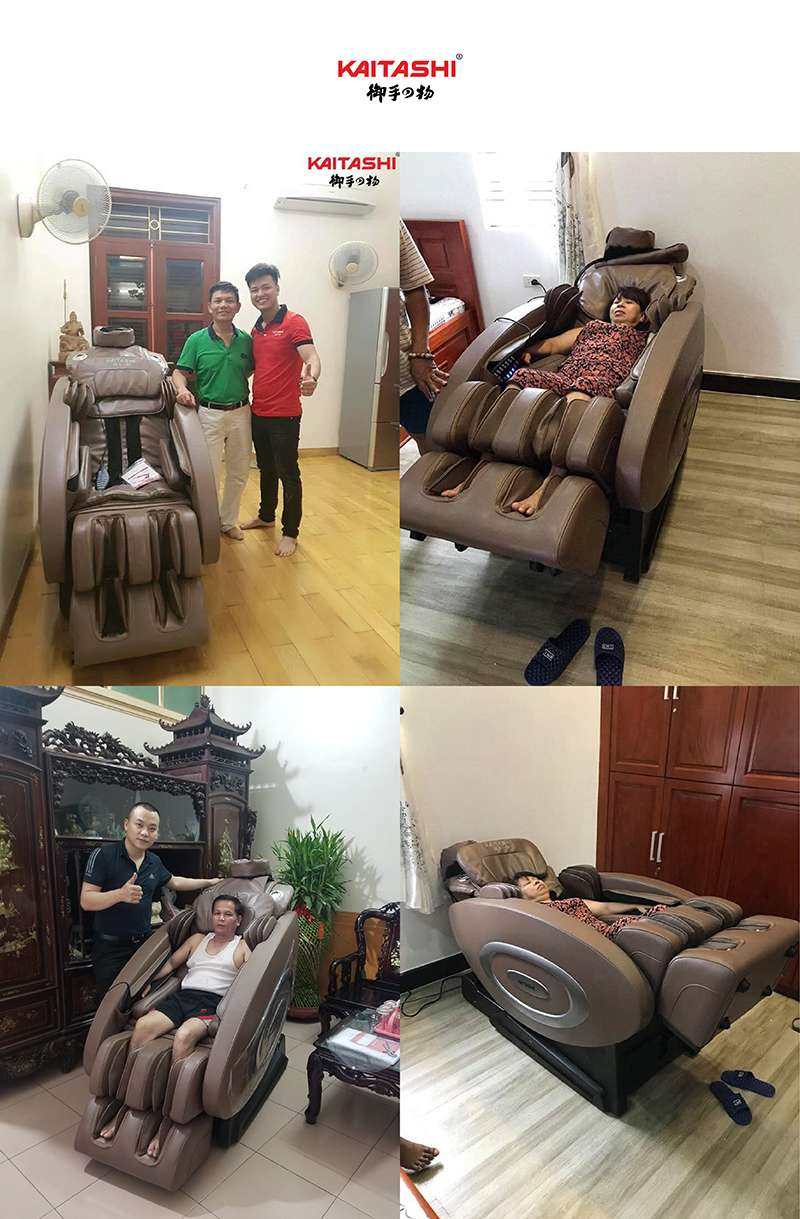 Khách hàng tin tưởng và sử dụng ghế massage KS-580 tại cửa hàng Long An 
