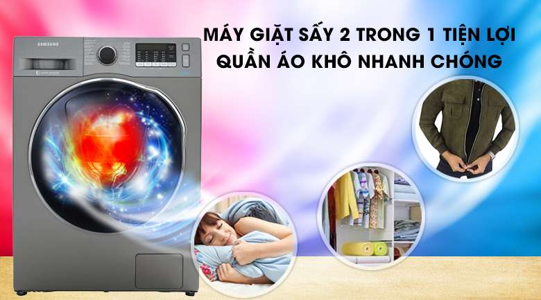 Máy giặt sấy Samsung AddWash Inverter 9.5 kg WD95K5410OX/SV-Rút ngắn thời gian phơi đồ nhờ chức năng sấy