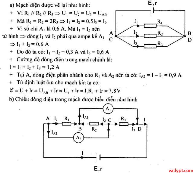 Bài tập định luật Ôm cho toàn mạch vật lý lớp 11