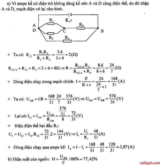 Bài tập định luật Ôm cho toàn mạch vật lý lớp 11