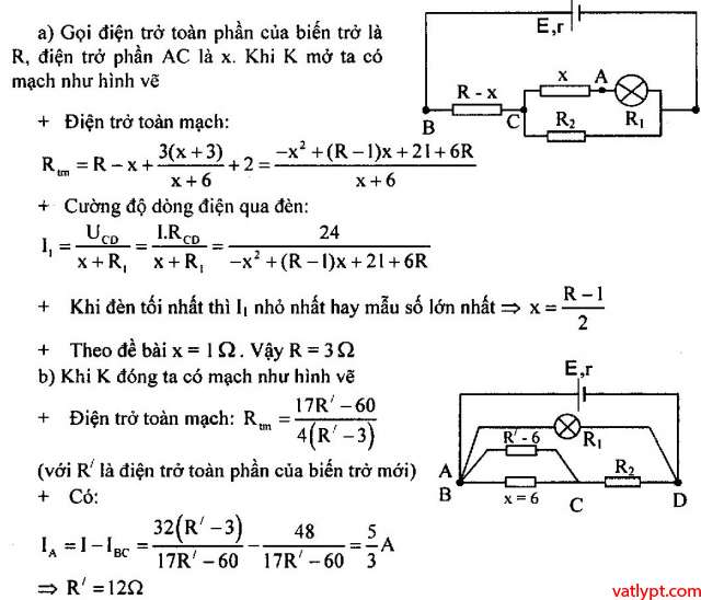 Bài tập định luật Ôm cho toàn mạch vật lý lớp 11