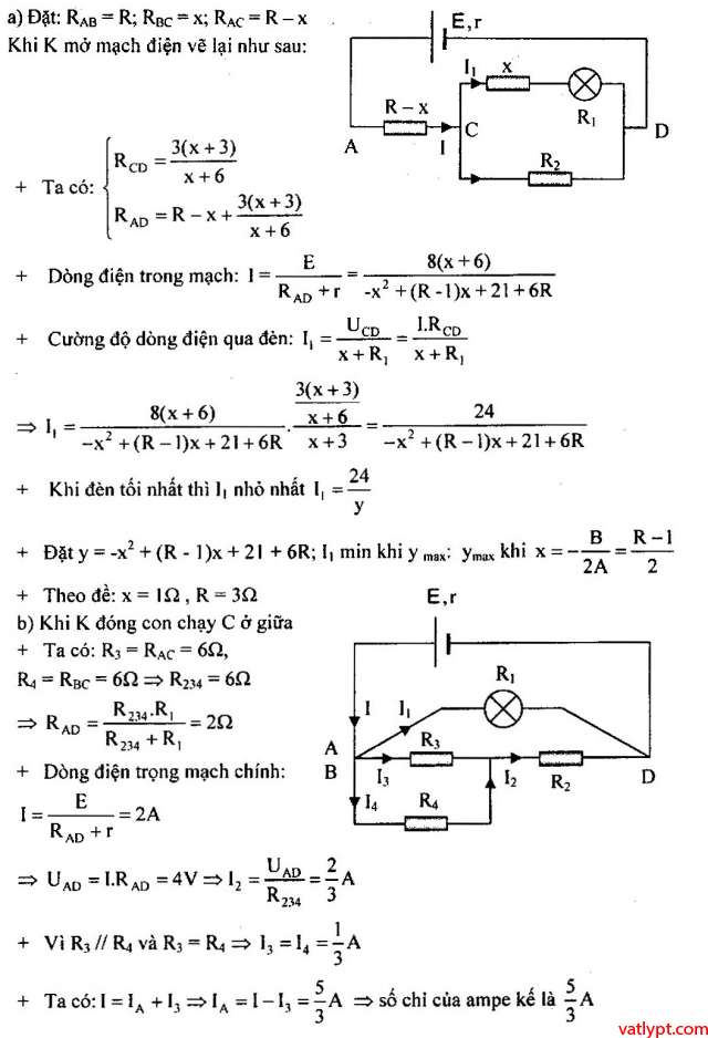 Bài tập định luật Ôm cho toàn mạch vật lý lớp 11