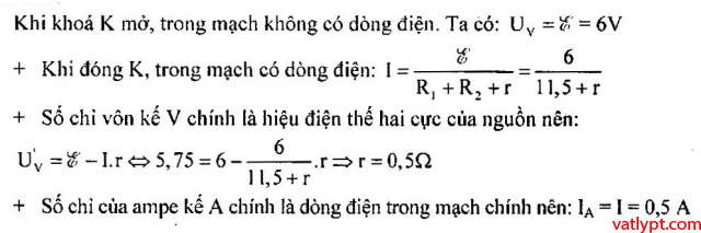 Bài tập định luật Ôm cho toàn mạch vật lý lớp 11