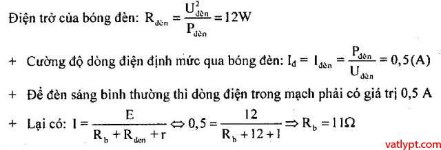 Bài tập định luật Ôm cho toàn mạch vật lý lớp 11