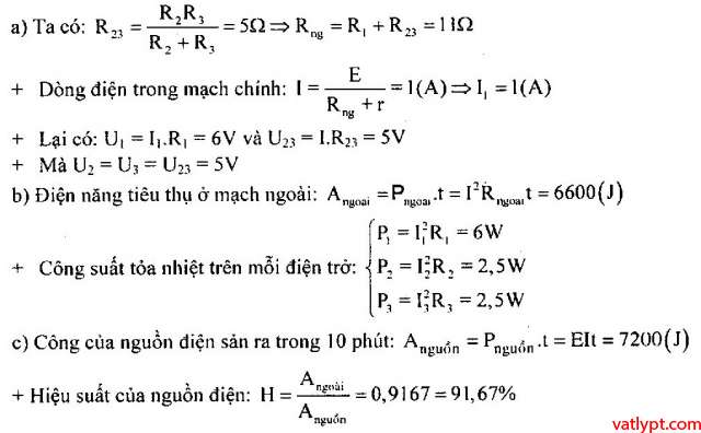 Bài tập định luật Ôm cho toàn mạch vật lý lớp 11