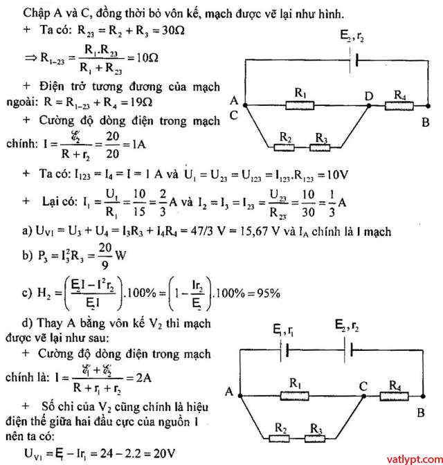 Bài tập định luật Ôm cho toàn mạch vật lý lớp 11