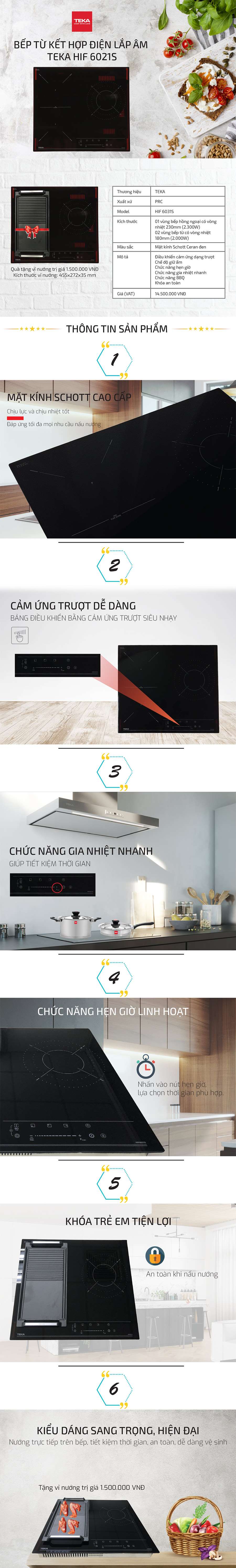 Bếp Âm Đôi Từ - Hồng Ngoại Teka HIF6021S (59 cm) - Hàng Chính Hãng