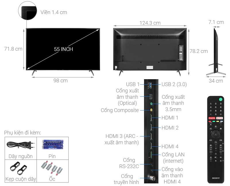 Smart Tivi 4k Sony 55 Inch X80H (KD-55X8000H)