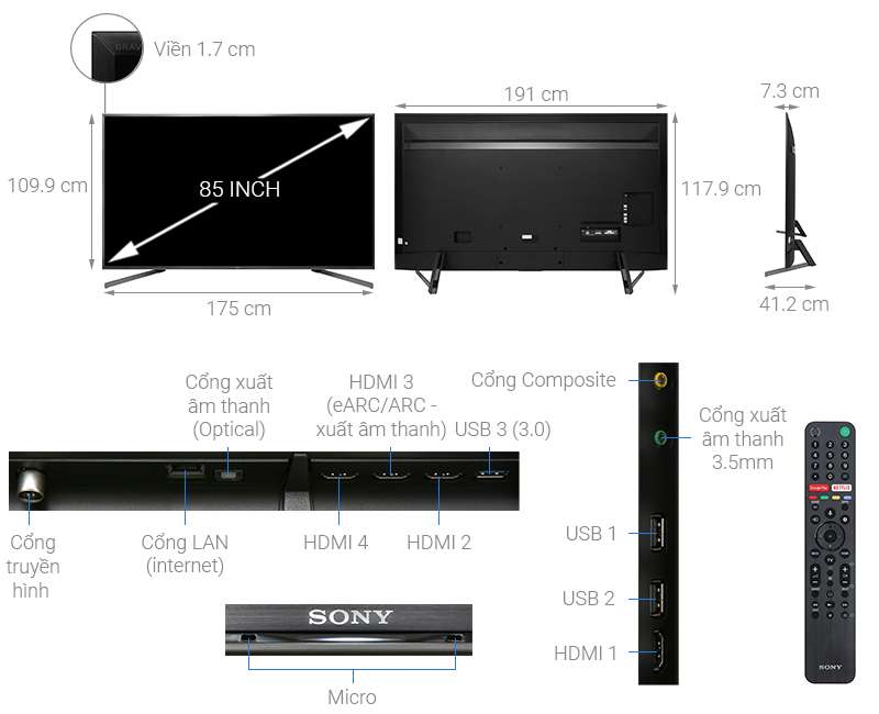 Smart Tivi 4k Sony LED 85 inch X95G (KD-85X9500G)
