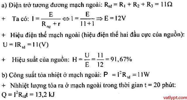 Bài tập định luật Ôm cho toàn mạch vật lý lớp 11