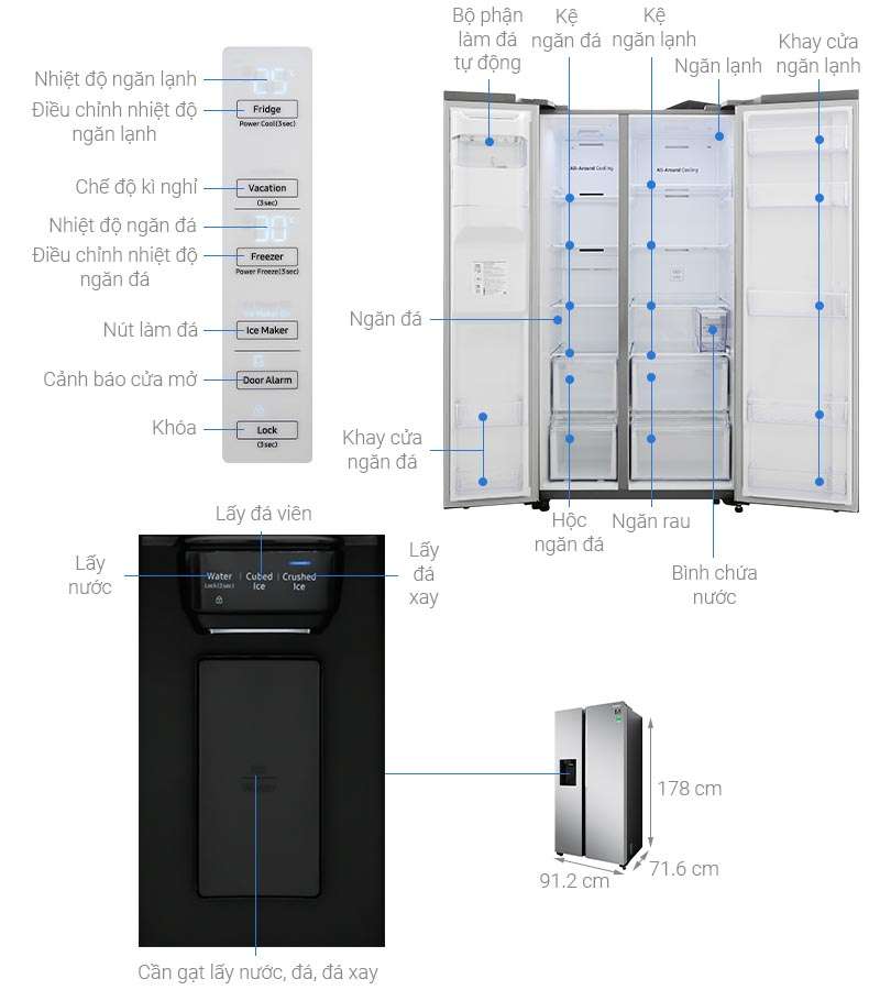 Tủ lạnh Samsung Side by Side 660L (RS64R5101SL/SV) giá rẻ