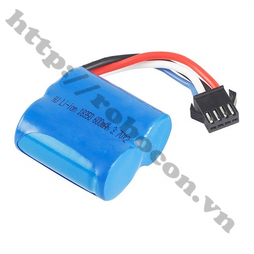 Pin Sạc Lithium 2S 18350 7.4V 600mAh Jack SM2.54 4P 