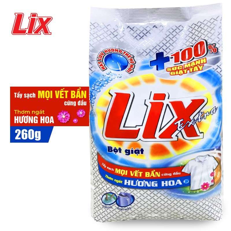 Bột giặt Lix Extra hương hoa 260g - Tẩy sạch vết bẩn cực mạnh