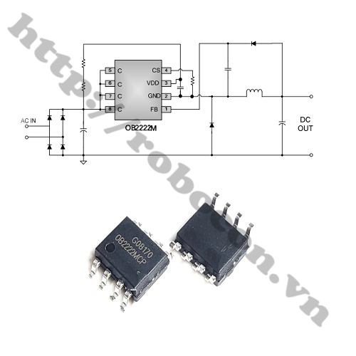 IC Nguồn Dán OB2222MCP 2222 SOP-8 