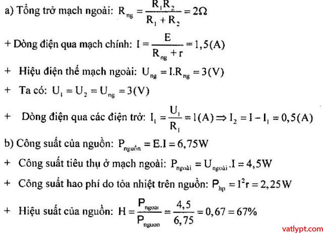 Bài tập định luật Ôm cho toàn mạch vật lý lớp 11