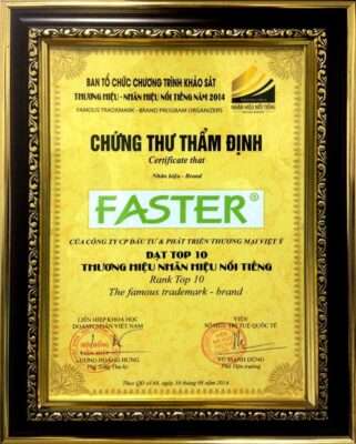 Chứng nhận top 10 thương hiệu yêu thích của Faster