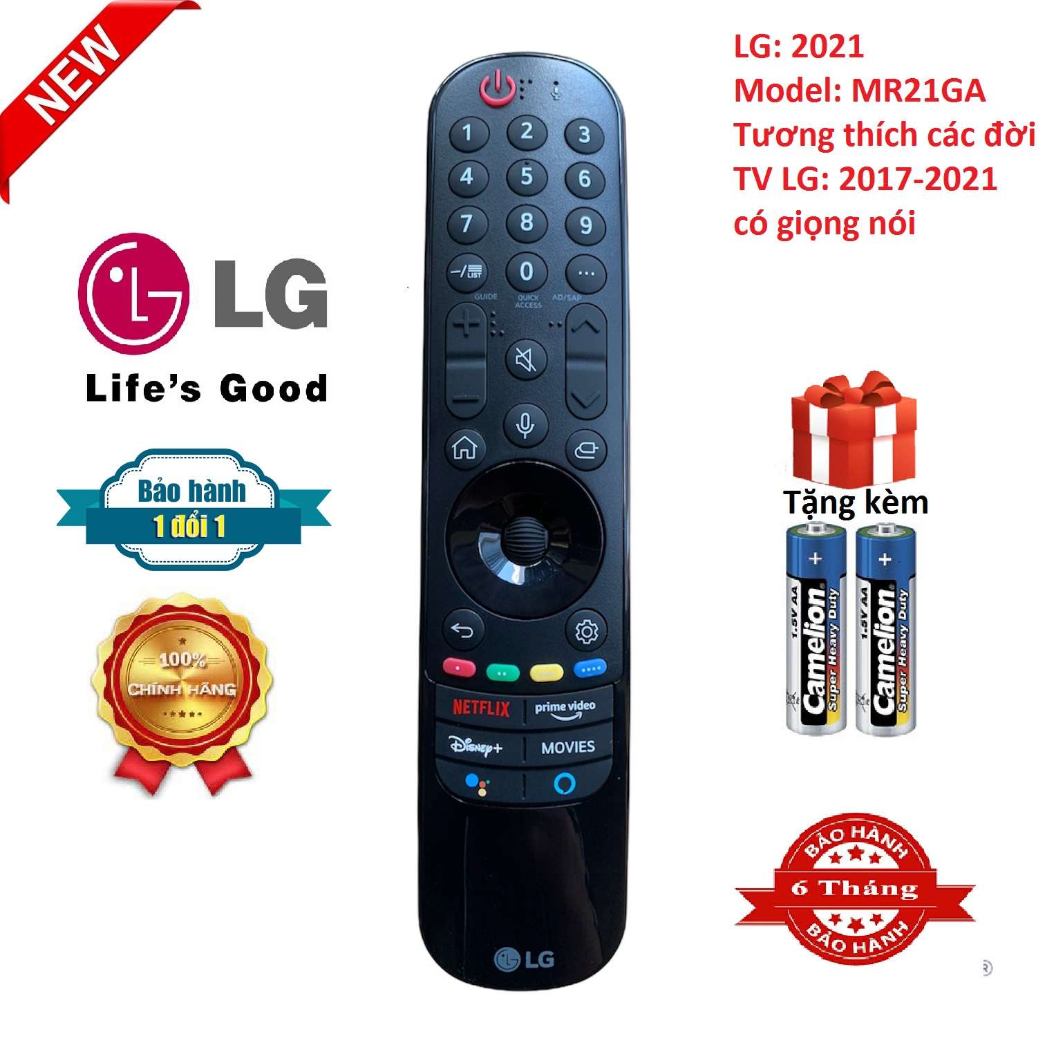 Điều khiển tivi LG giọng nói MR20GA đời 2021 Chính hãng lg thông minh có giọng nói [ BH đổi mới tặng kèm pin ] remote tv lg có giọng nói dùng chung các đời lg 2017- 2021 MR21GA