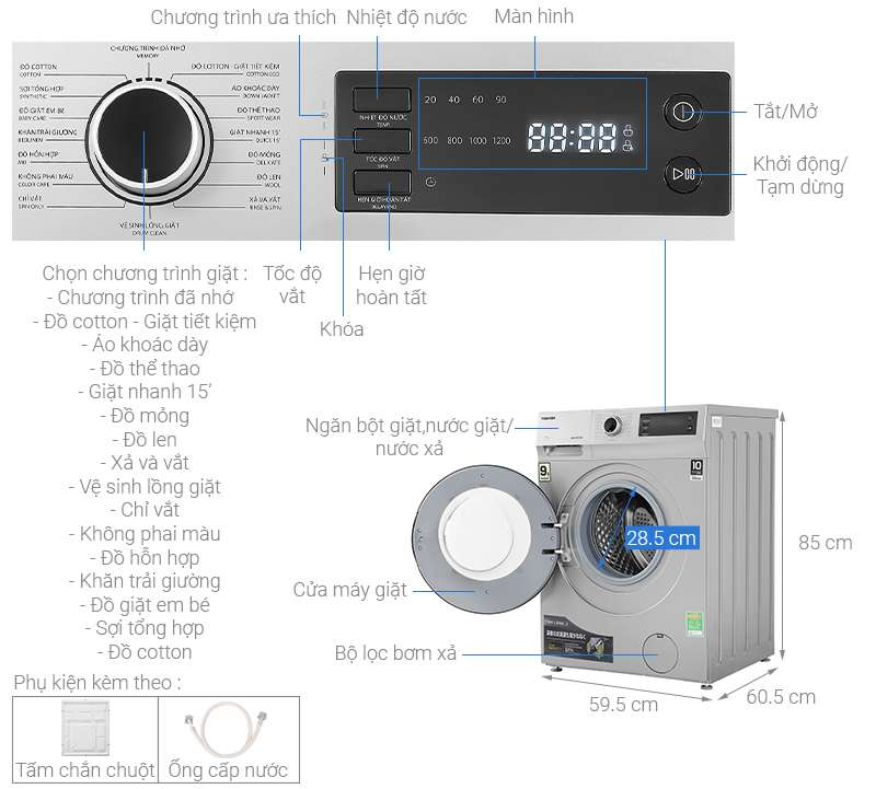 Máy giặt Toshiba 9.5 KG TW-BK105S3V SK