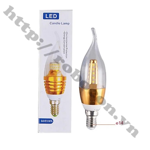 Bóng Đèn LED Hình Nến 220V 5W E14 Sáng Trắng