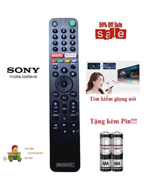 Remote Điều khiển tivi Sony giọng nói RM-TX500P- Hàng mới logo Sony mạ bạc BH 6 tháng Tặng kèm Pin!!!