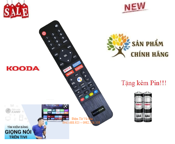 Remote Điều khiển tivi KOODA giọng nói- Hàng chính hãng theo TV mới 100% Tặng kèm Pin!!!