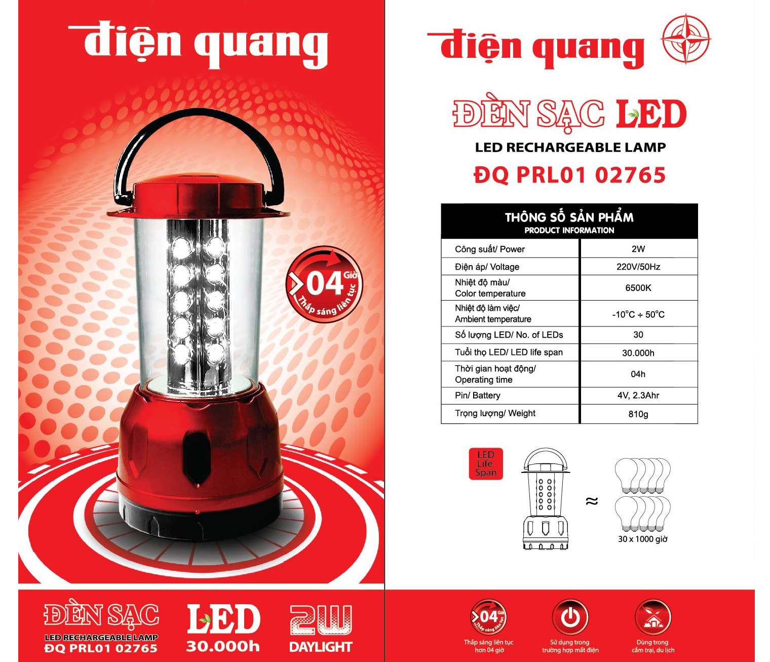 Đèn sạc Led Điện Quang