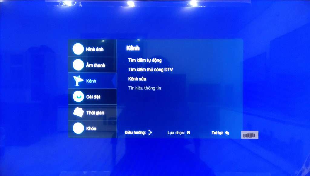 màn hình cài đặt kênh