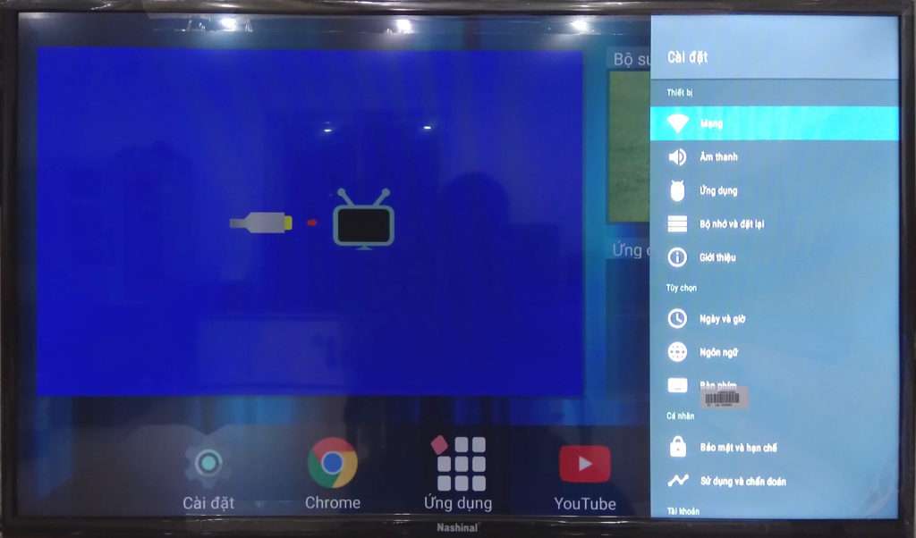 Màn hình cài đặt của smart TV