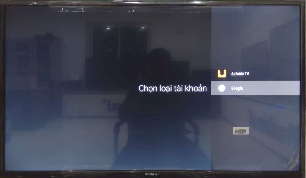 Màn hình cài đặt tài khoản của smart TV