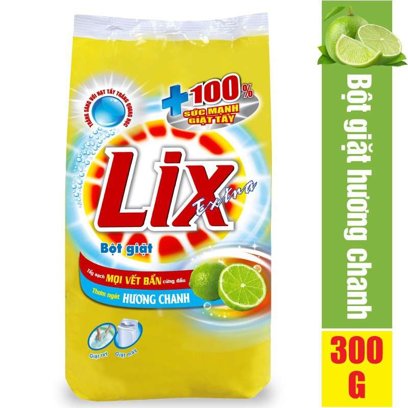 Bột giặt Lix Extra hương chanh 300g - Tẩy sạch vết bẩn cực mạnh - EC300 3