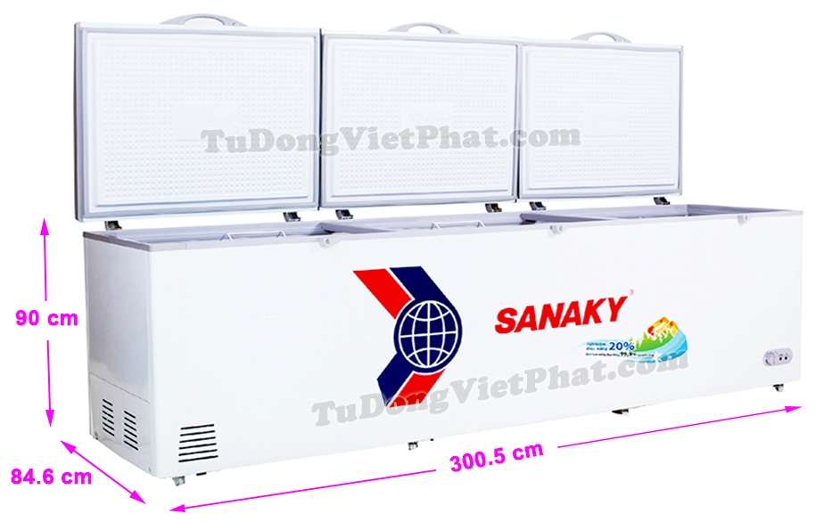 Tủ đông Sanaky VH-1399HY, 1143L 3 cánh dàn đồng lớn nhất Giá 9/2021