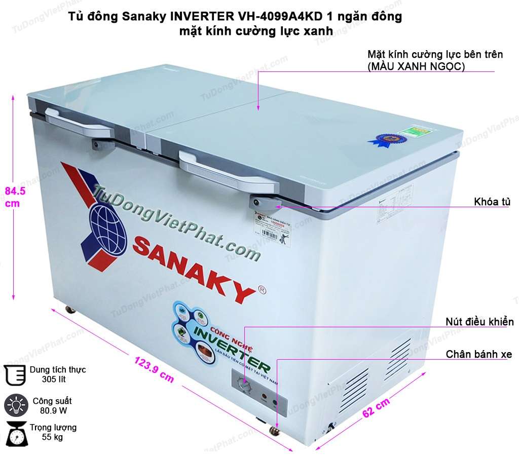 Tủ Đông Inverter Sanaky 305 lít VH-4099A4K