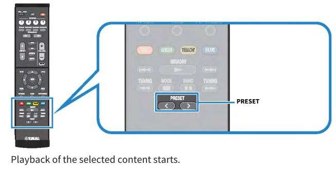 MusicCast AV Receiver RX-V6A - Nhấn PRESET để chọn nội dung mong muốn