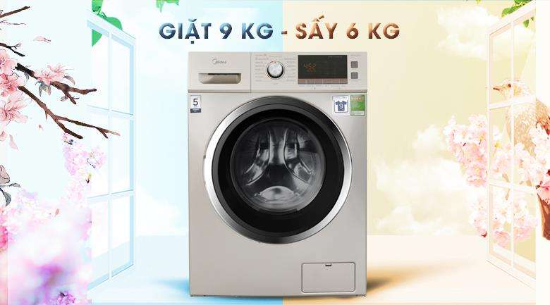 Máy giặt 9 kg Midea MFC90-D1401 Sấy 6kg Giặt nước nóng Hẹn giờ
