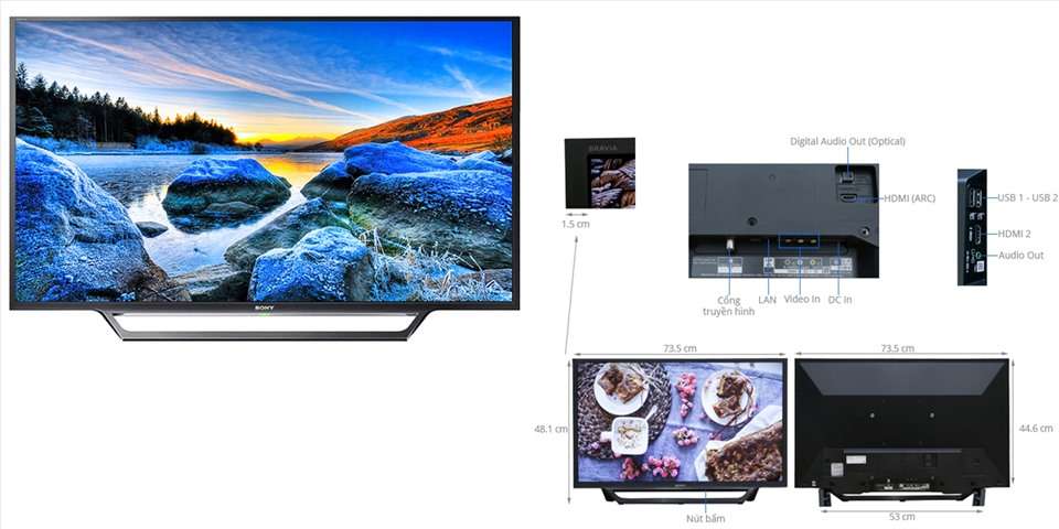 Smart tivi Sony 32 inch KDL -32W600D (Đồ hoạ: Tuệ Nghi)
