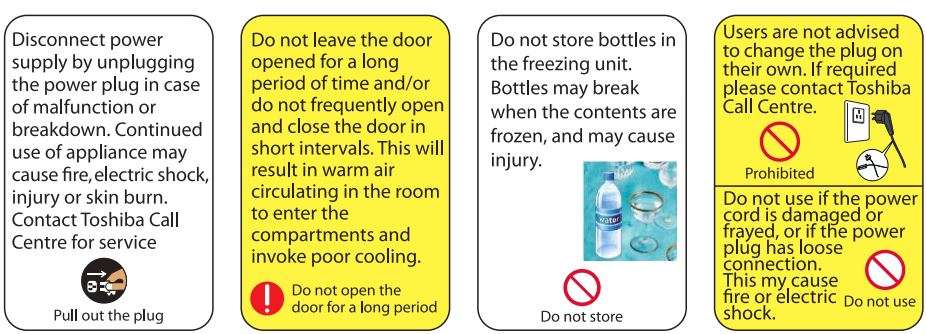 Hướng dẫn sử dụng Tủ đông lạnh TOSHIBA - Hướng dẫn An toàn