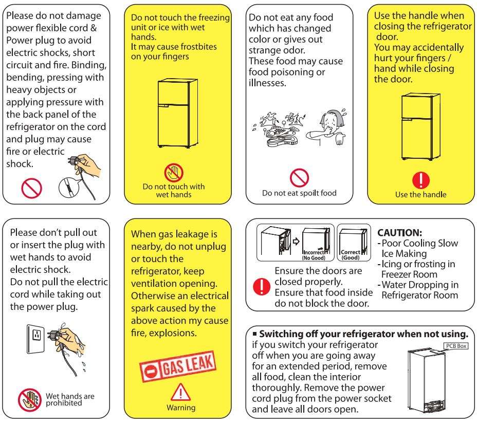 Hướng dẫn sử dụng Tủ đông lạnh TOSHIBA - Hướng dẫn An toàn