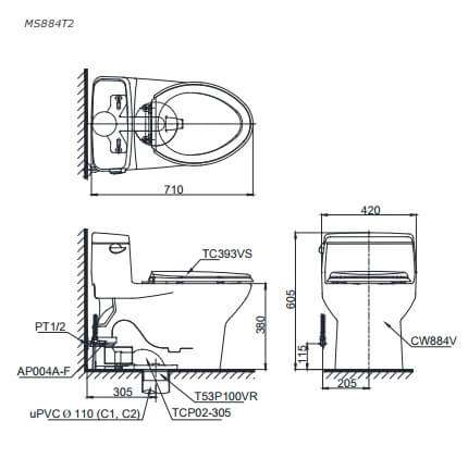 Cách lắp đặt bồn cầu Toto MS884T2 đúng chuẩn tại nhà