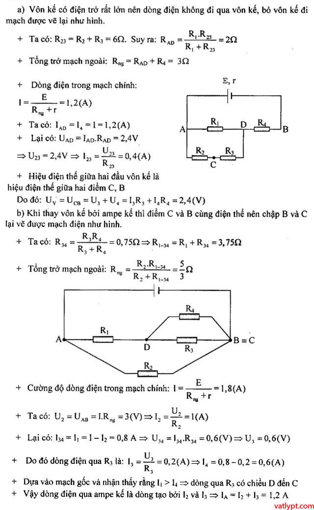 Bài tập định luật Ôm cho toàn mạch vật lý lớp 11