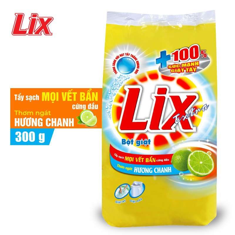 Bột giặt Lix Extra hương chanh 300g - Tẩy sạch vết bẩn cực mạnh - EC300 1