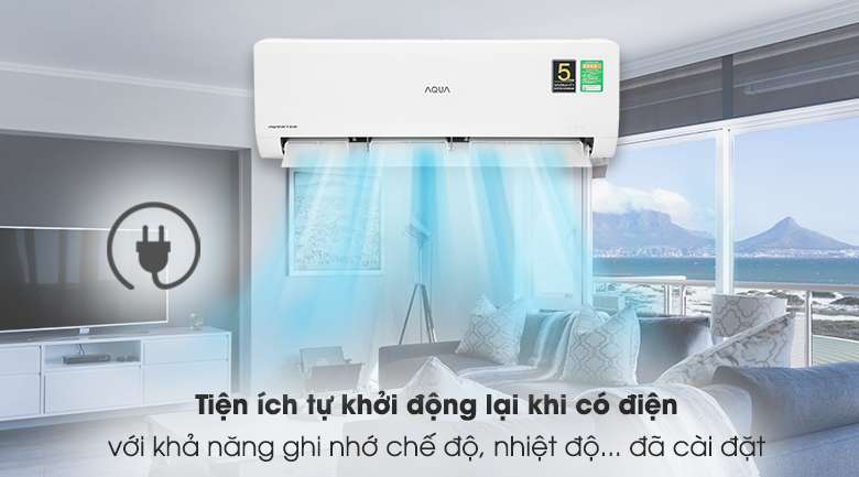  Máy lạnh Aqua Inverter 1HP AQA-KCRV10WNZA  - Tự khởi động lại khi có điện