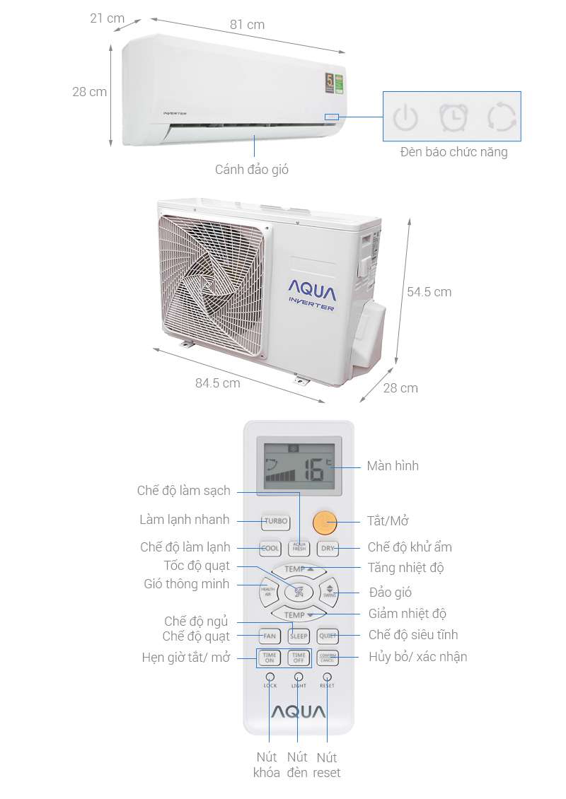 Máy lạnh Aqua Inverter 1HP AQA-KCRV9WNZ, giá rẻ, chính hãng