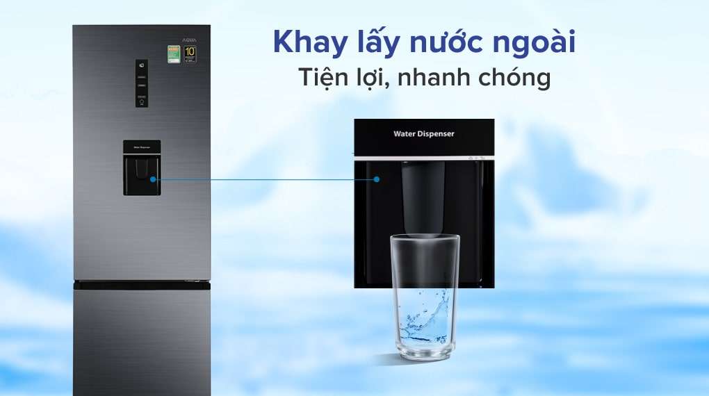 Tủ lạnh Aqua Inverter 320 lít AQR-B399MA(WHB) - Lấy nước ngoài