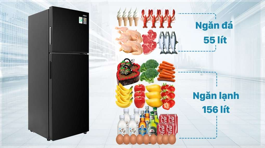 Tủ lạnh Aqua Inverter 211 lít AQR-T238FA(FB)  - Dung tích phù hợp gia đình 2 - 3 người