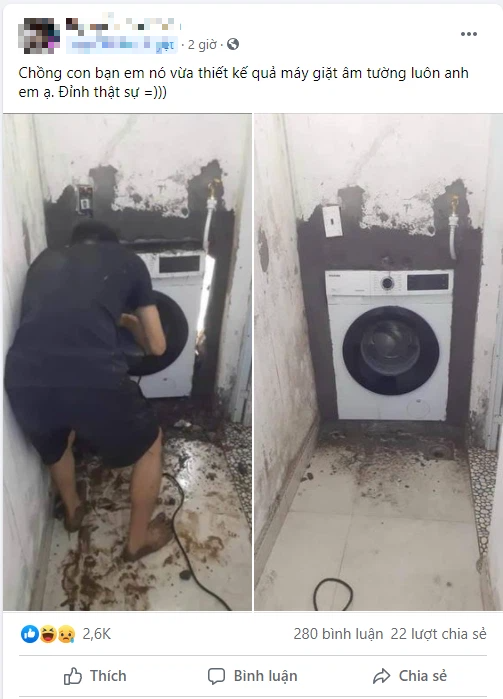 'Chồng của bạn em' với sáng kiến máy giặt âm tường 'đi vào lòng đất', ai nấy nhìn vào cũng phải bật khóc!